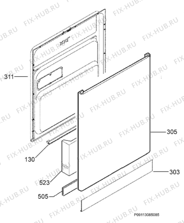 Взрыв-схема посудомоечной машины Electrolux ESF65065WR - Схема узла Door 003